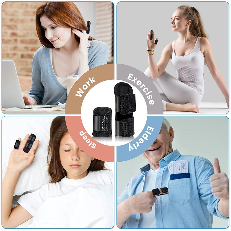 [Australia] - Finger Splint, Set of 2 Trigger Finger Brace with 10 Nylon Sleeves for Finger Pain Relief and Sport Injuries, Swelling Tendon Release Relieving Finger Stiffness and Sprained Knuckles Black 