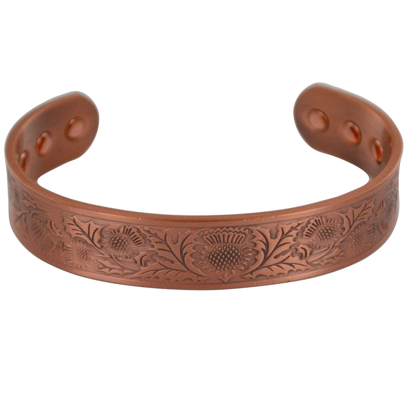 [Australia] - Pure Copper Magnetic Bracelet 6 Strong Magnets Bangle Mens Womens Chunky Celtic Leaf Design Gift Pouch Included 