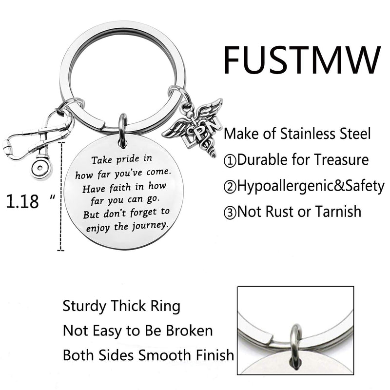 [Australia] - FUSTMW LPN Keychain Licensed Physicians Nurse Graduation Gifts LPN Charm Licensed Physicians Nurse Gift Nursing Student Inspiration Gift Take Pride in How Far You Have Come … silver 