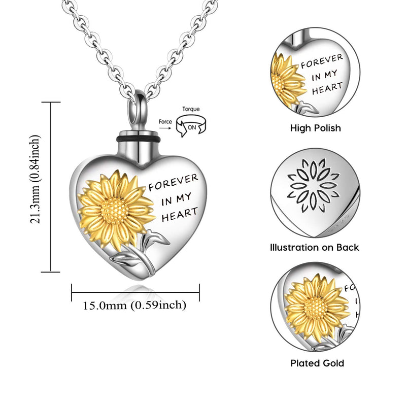 [Australia] - YFN Sterling Silver Sunflower Urn Necklaces for Ashes for Women Men, Sunflower Cremation Jewelry for Ashes Memory Necklace Gift, Easter Keepsake for Women 