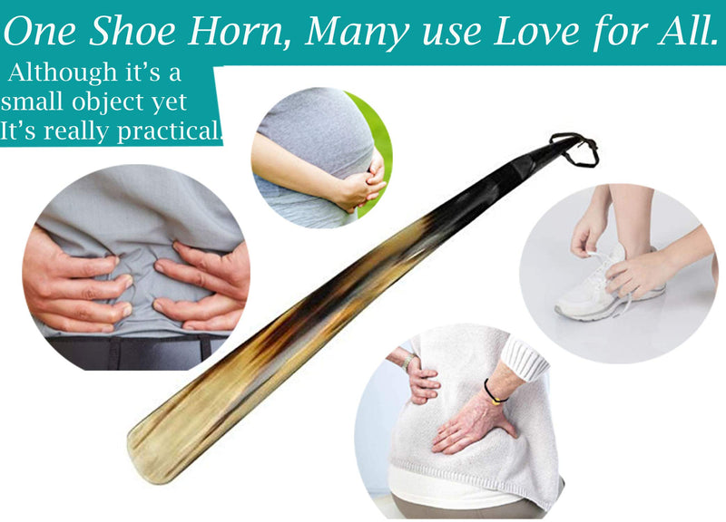 [Australia] - Shoe Horn Made with Real Horn Handmade. Easy Grip Long handle Shoehorn for Men,Women Seniors, Pregnancy, Elderly, back pain, tall people and kids Shoes & Boots.Best Gift Idea Home or Travel Use.(17'') 17'' horn 