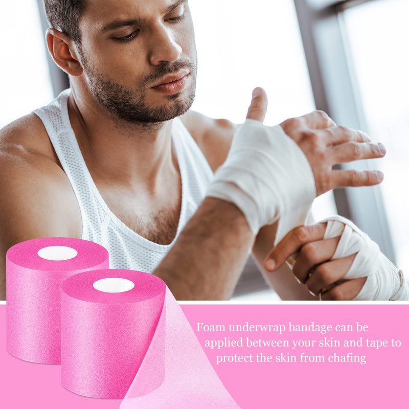 [Australia] - 29.5 Yards Foam Underwrap Tape Sports Pre-wrap Athletic Tape 2.76 Inch Wide Elastic Sports Prewrap Artificial Foam Underwrap for Wrist Elbow Knees Ankles (Pink) Pink 