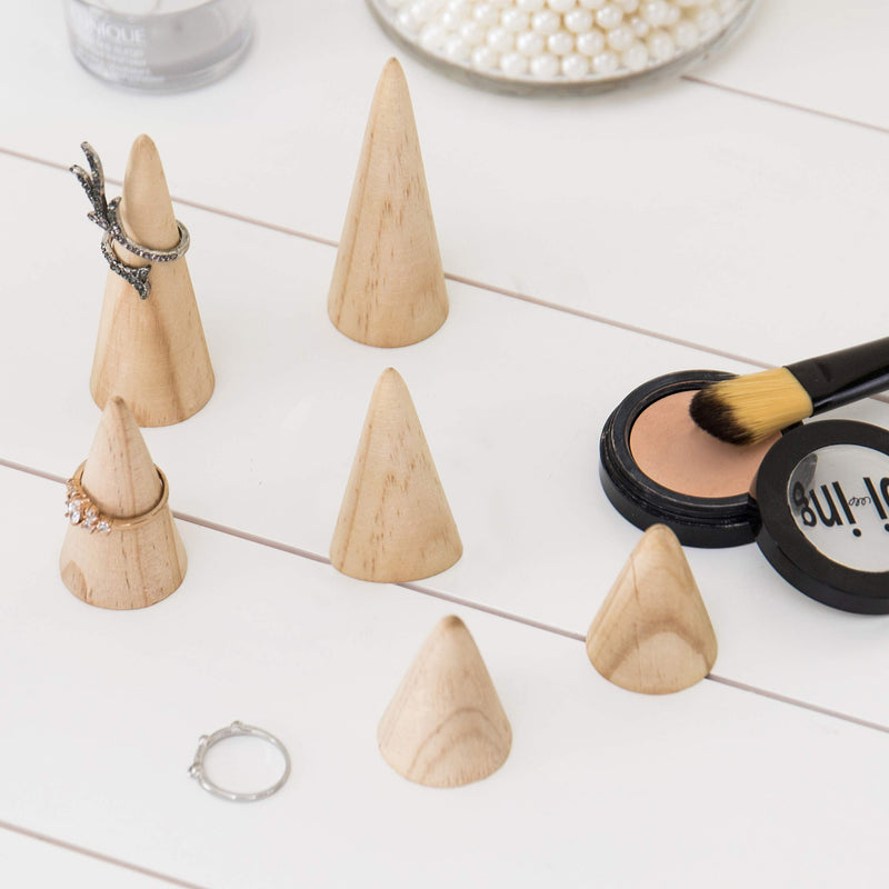 [Australia] - MyGift Set of 6 Natural Wood Cone Ring Holders 