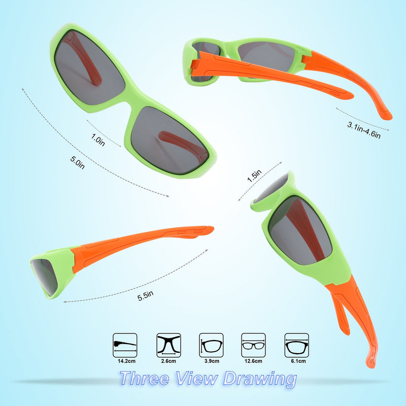 [Australia] - RIVBOS Rubber Kids Polarized Sunglasses With Strap Glasses Shades for Boys Girls Baby and Children Age 3-10 RBK003 Green 