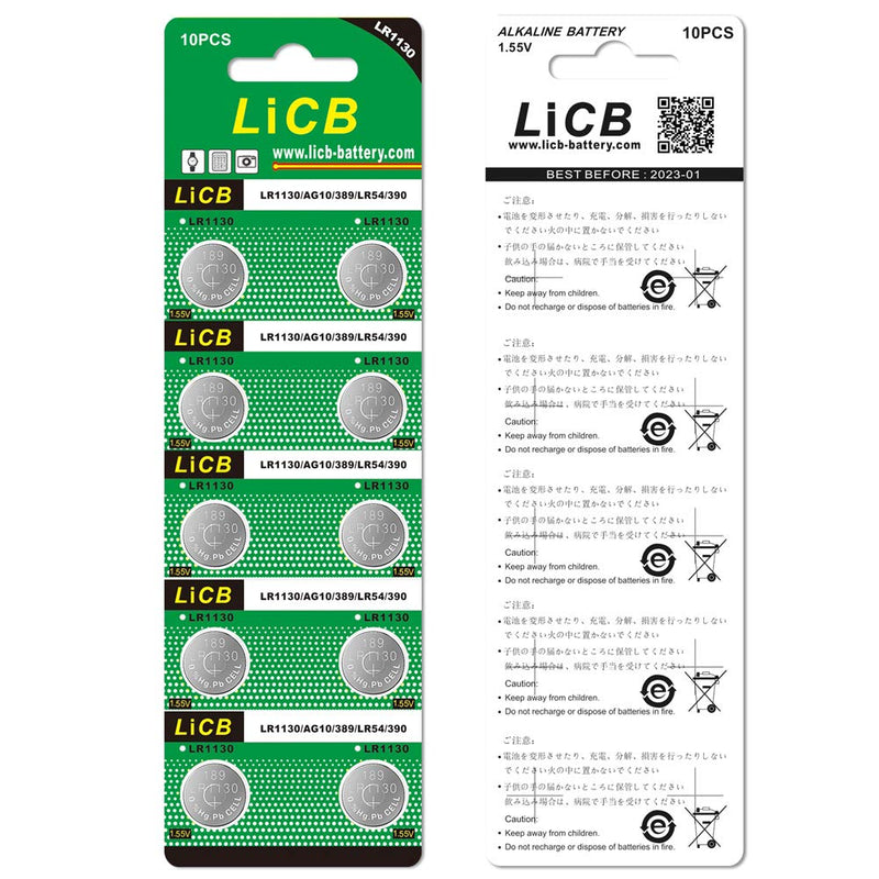 [Australia] - LiCB 20 Pack LR1130 AG10 Battery 1.5V Long-Lasting Alkaline Button Cell Batteries 