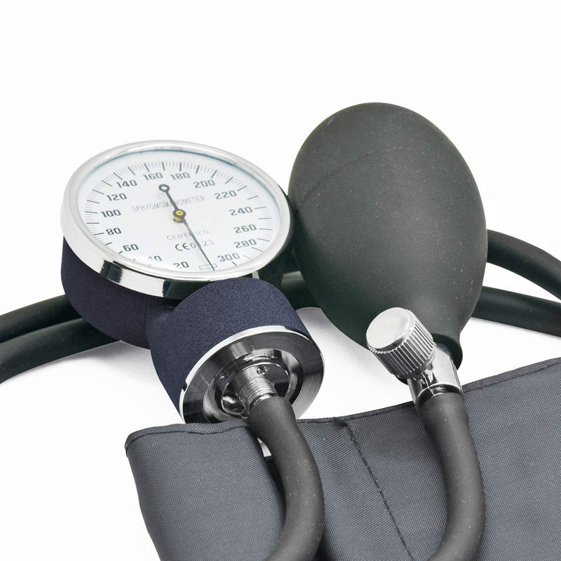 [Australia] - Belmalia Aneroid Sphygmomanometer with Dual Head Stethoscope, Rubber Bulb, Blood Pressure Gauge, Cuff, Bag for Emergency Service, Doctor, Consultation, Black 