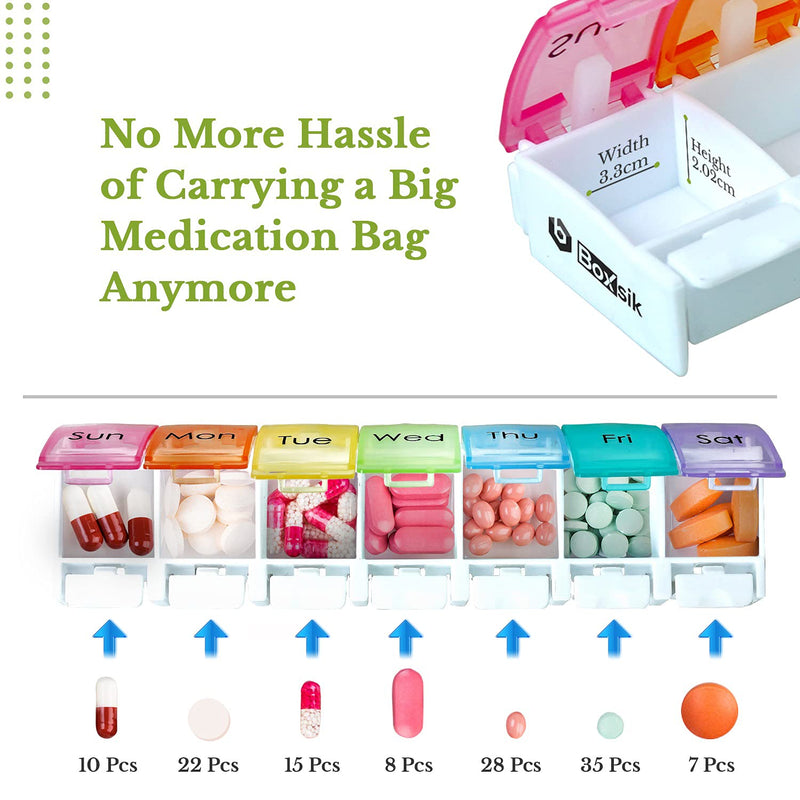 [Australia] - Pill Box Organiser – Weekly Pill Organiser for Vitamins, Supplements, and Medication for Travel, Medicine Storage Box – Premium Quality Food Grade Material 