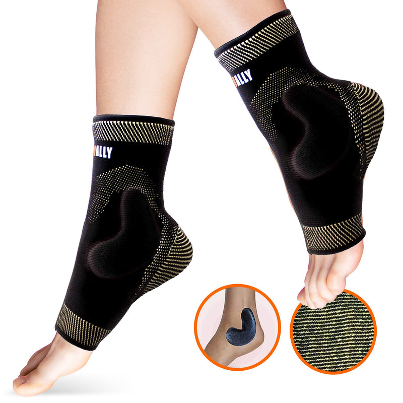 [Australia] - NeoAlly Copper-Infused Ankle Compression Sleeve Silicone Gel Ankle Support Brace for Ankle Sprain Protection,Achilles Tendon, Pain Relief, X-Large, 1 Pair X-Large (1 Pair) 