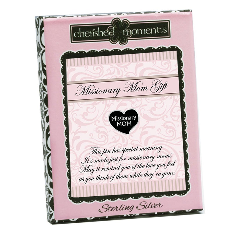[Australia] - Cherished Moments LDS Missionary Mom Heart-Shaped Lapel Pin (Silver Tone) in Gift Box with Poem 