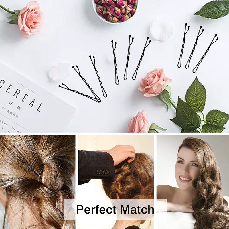 [Australia] - 150 Pieces Bobby Pins, Hair Clips Hair Grips Kirby Grips for Women Hair Styling Pins with Storage Box(Black) Black 