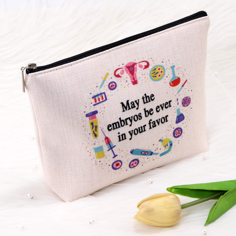 [Australia] - POFULL Infertility Warrior IVF IUI Makeup Bag IVF Encouragement Gift for Infertility Mom May the Embryos Be Ever in Your Favor Makeup bag (May the embryos be ever in your favor makeup bag) 