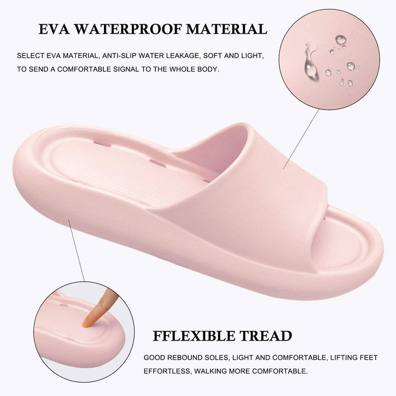 [Australia] - Heflashor Pillow Slippers for Women,Massage Non Slip Foam Slippers,EVA Quick Drying Open Toe Shower Sandals for Bathroom,Lightweight Soft Platform Pillow Slippers for Spa Pool Gym 5.5-6 Light Pink 