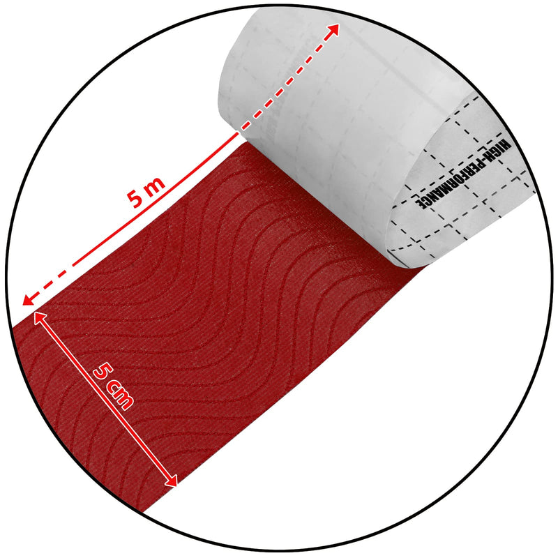 [Australia] - BB Sport 6 Rolls Kinesiology Tape Muscle Support Tape 5 m x 5 cm E-Book Application Examples Muscle Support Elastic Strapping Tape, Colour:red Red 