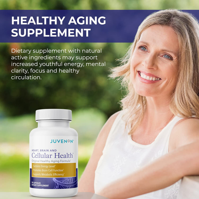 [Australia] - Juvenon Cellular Health Brain Supplement Nootropic Booster for Focus Memory Clarity Energy Advanced Brain Support Supplements for Healthy Aging Men and Women with Acetyl L-Carnitine and Biotin, 90 Capsules 90 Tablets 