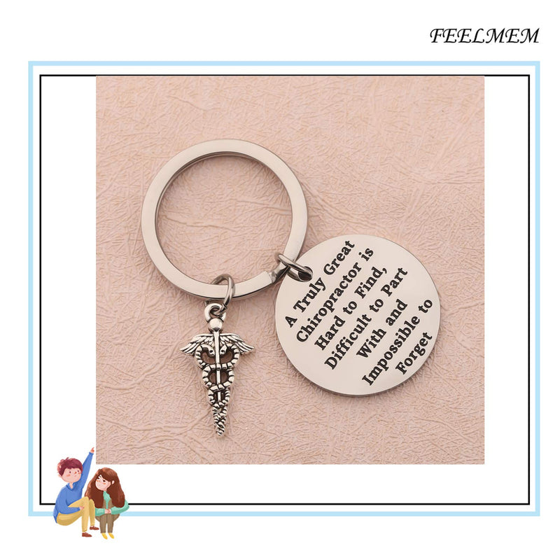 [Australia] - FEELMEM Chiropractor Gift Massage Therapist Gift Chiropractor Graduation Jewelry Gift A Truly Great Chiropractor is Hard to Find Harder to Part with and Impossible to Forget Keychain silver 