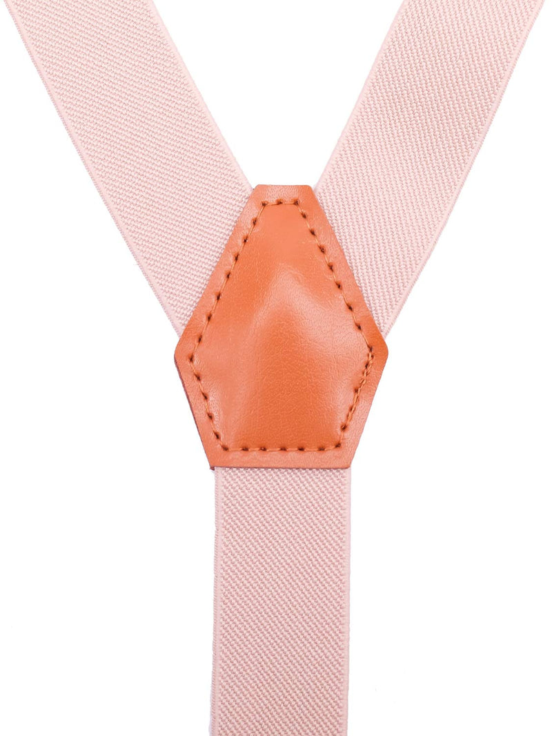 [Australia] - SUNNYTREE Mens Kids Suspenders Bow Tie Set Adjustable Y Back Elastic 24 inches (1 yrs - 3 yrs) 1_blush 