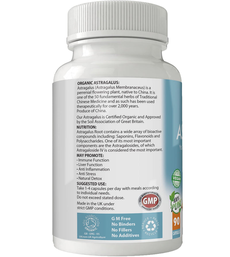 [Australia] - Simply Pure Organic Astragalus Capsules x 90, 500mg, 100% Natural Soil Association Certified, Gluten Free, GM Free and Vegan. 