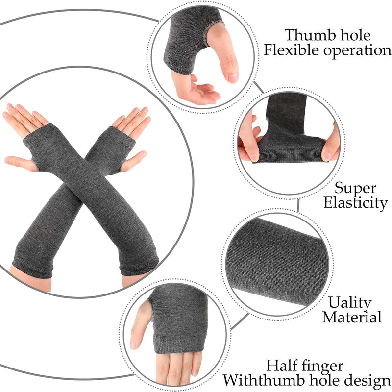 [Australia] - Brighoo 2 Pairs Women Long Fingerless Gloves Knit Arm Warmer Thumb Hole Stretchy Gloves Punk Long Fingerless Gloves 