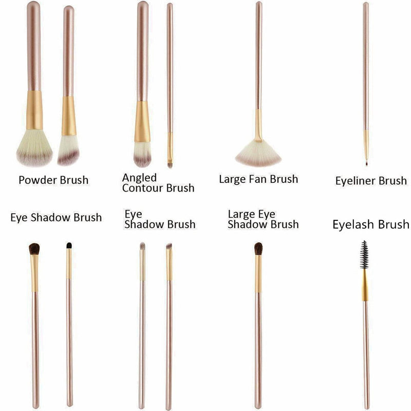 [Australia] - 12 Piece Makeup Brushes Set | Horse Hair Professional Kabuki Makeup Brush Set Cosmetics Foundation Makeup Brushes Set Kits with White Cream-colored Case Bag 