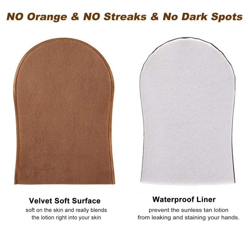 [Australia] - 2 Pack Tanning Mitt for Self Tanner, EUPHNY [ No Tear Apart ] Self Tanner Mitt Applicator, Velvet Soft Tanning Glove, Reusable Self Tan Mitt, Sunless Tanner Mitt for Tanning Mousse/Lotion/Foam 2 Pack 