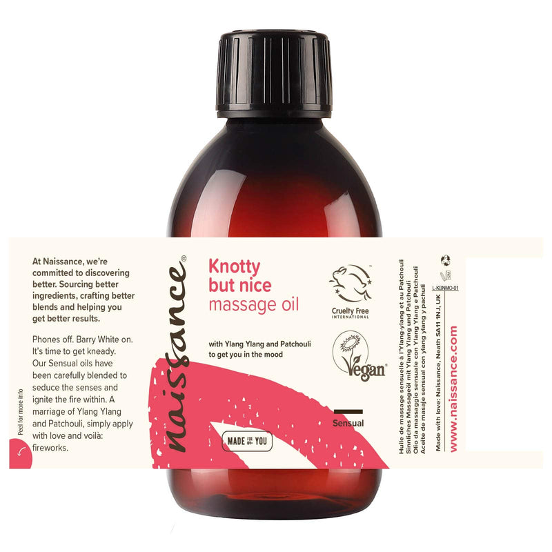 [Australia] - Naissance 'Knotty But Nice' Massage Oil 250ml, 100% Blend of Grapeseed with Ylang Ylang, Patchouli, Clary Sage, Orange, Grapefruit, Frankincense, Black Pepper Essential Oils 