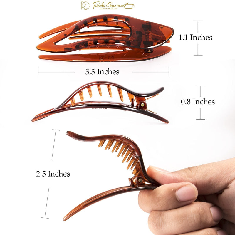 [Australia] - RC ROCHE ORNAMENT 6 Pcs Womens French Concord Curved Hair Clip No Slip Strong Grip Comfortable Hold Girls Ladies Beauty Accessory Pin Teeth Clamp, Small Brown Small - 6 Pieces 