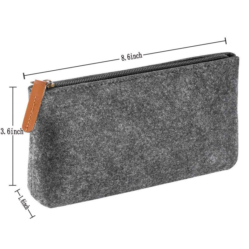 [Australia] - Felt Makeup Pouch Semilyn Zipper Makeup Bag Zipper Travel Bag Makeup Organizer Pencil Bag Pen Case Cosmetic Bags For Toiletries,Cosmetics, Travel Item, Gadgets,Pens, Pencils, Highlighters (Grey) Grey 