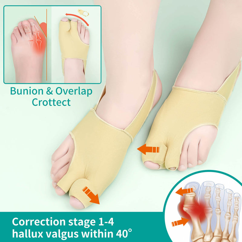 [Australia] - Bunion Corrector Sleeve with Soft Gel Bunion Pads Toe Straightener DYKOOK Toe Separator for Overlapping Toe, Hallux Valgus, Bunion Splint Support Sock Bunion Pain Relief Guard (Large) Beige L 
