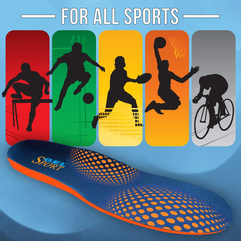 [Australia] - JobSite Gel Sport Insoles - Gel Heel & Metatarsal Shock Pad - US Men 8-13 (Trim to Fit) Mens 8-13 