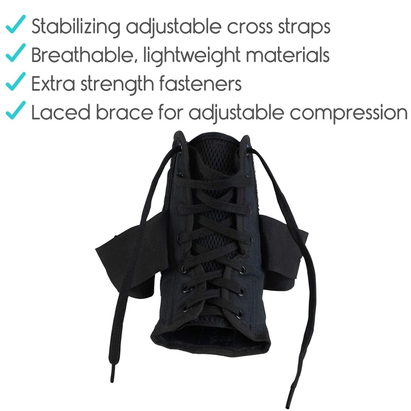 [Australia] - Vive Lace Up Ankle Brace - Men, Women Foot Support Stabilizer Compression Sleeve - Sprained Adjustable Leg Splint - Sprain Rolled Immobilizer Wrap Guard for Running, Volleyball, Basketball, Soccer (S) Small (Pack of 1) 