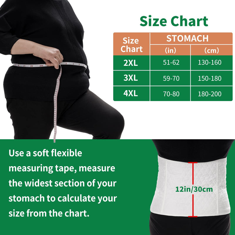 [Australia] - Plus Size Abdominal Binder Post Surgery tummy tuck- Belly Band for C Section Recovery postpartum- Compression Garment +Woman Lower Waist Support Belt- Hernia Belt For Men- Back brace for lower back (4XL) White XXXX-Large 