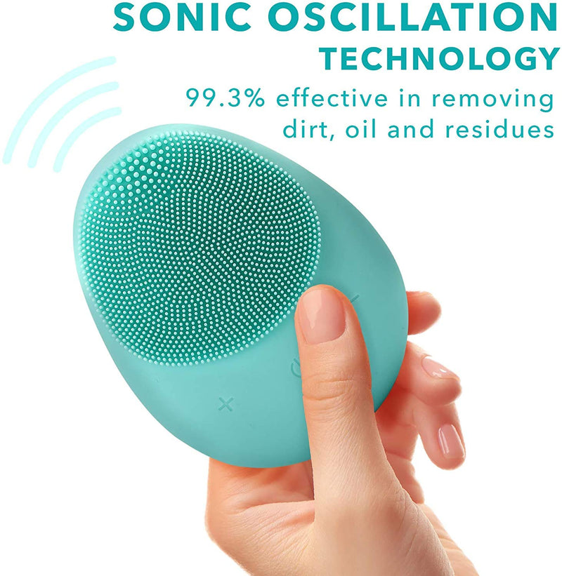 [Australia] - Fancii Sonic Facial Cleansing Brush, Waterproof and Rechargeable - Anti-Aging Face Cleansing, Exfoliating and Massage System for All Skin Types - Isla (Aqua) 