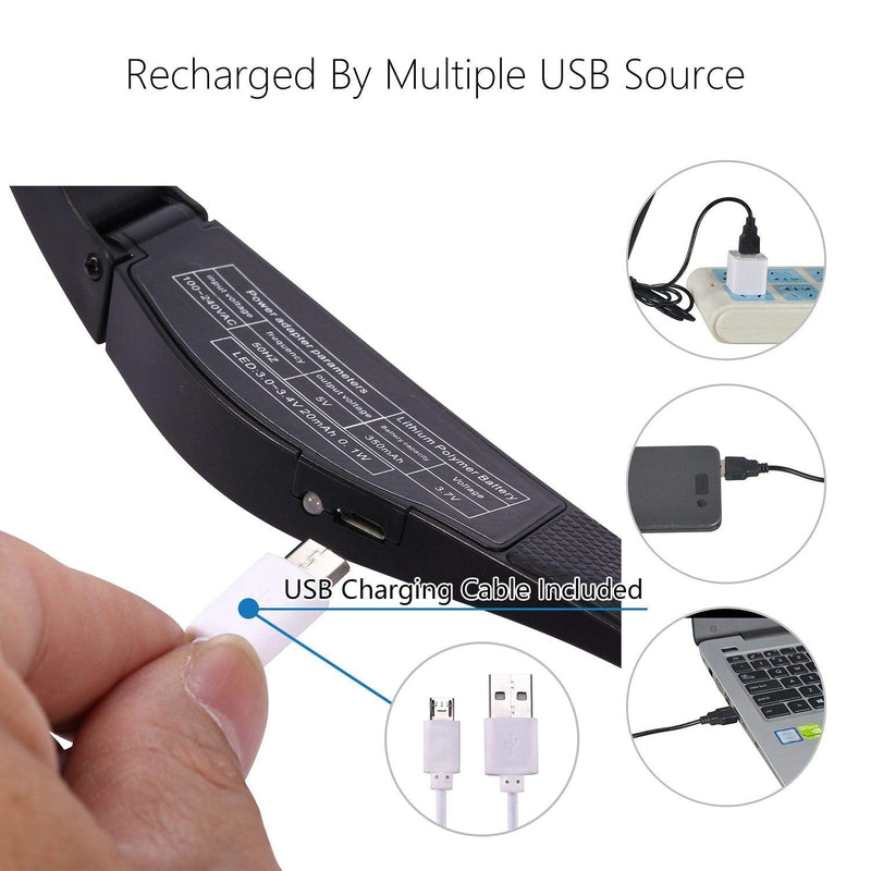 [Australia] - YOCTOSUN Rechargeable Magnifying Glasses, Head Magnifier Glasses with 2 LED Lights and Detachable Lenses 1.5X, 2.5X, 3.5X,5X, Best Eyeglasses Magnifier for Reading and Hobby Headset Magnifier 