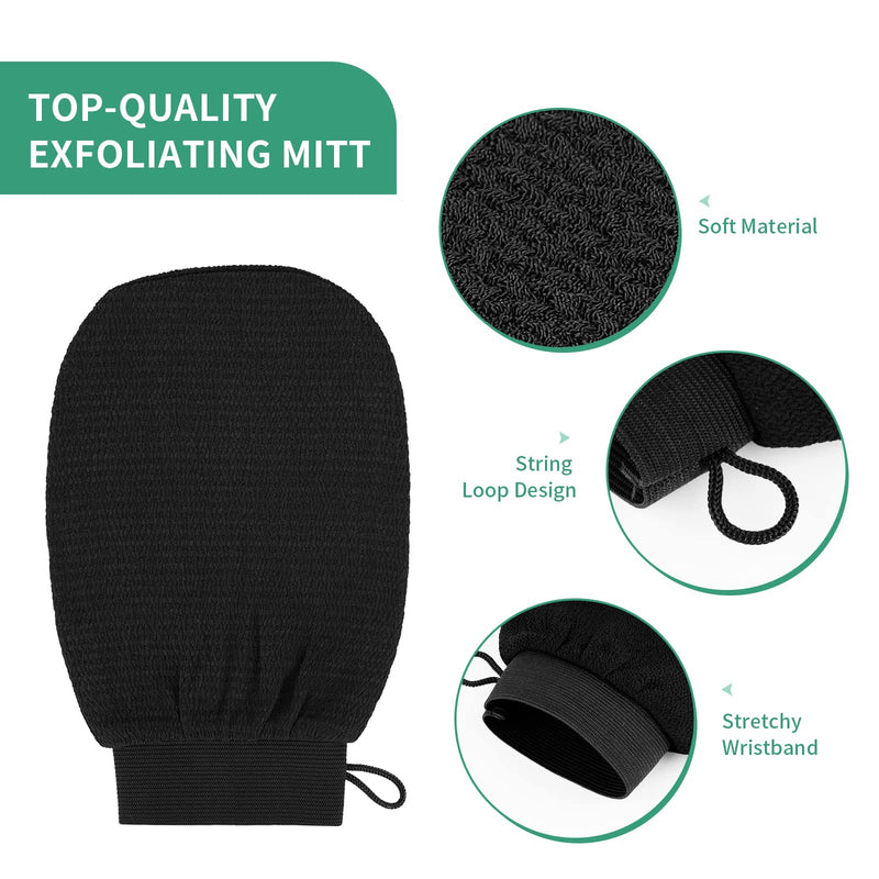 [Australia] - BiJun Moroccan Exfoliating Gloves Kessa Scrub Mitt, for All Skin Types and Improve Blood Circulation, Shower, Spa, Dead Skin Cell Remover (4 pack) 