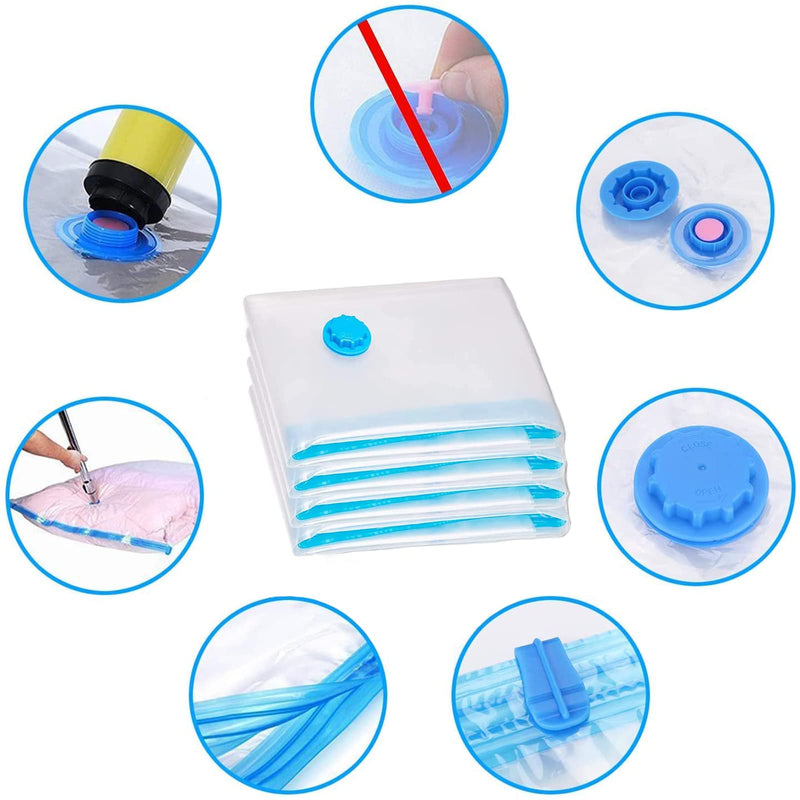 [Australia] - Premium Reusable Vacuum Bags (Jumbo 4 Pack,Travel Hand Pump Included)Jumbo Airtight Space Compression Bags - Max Space Saving for Bedding, Duvets, Clothes 