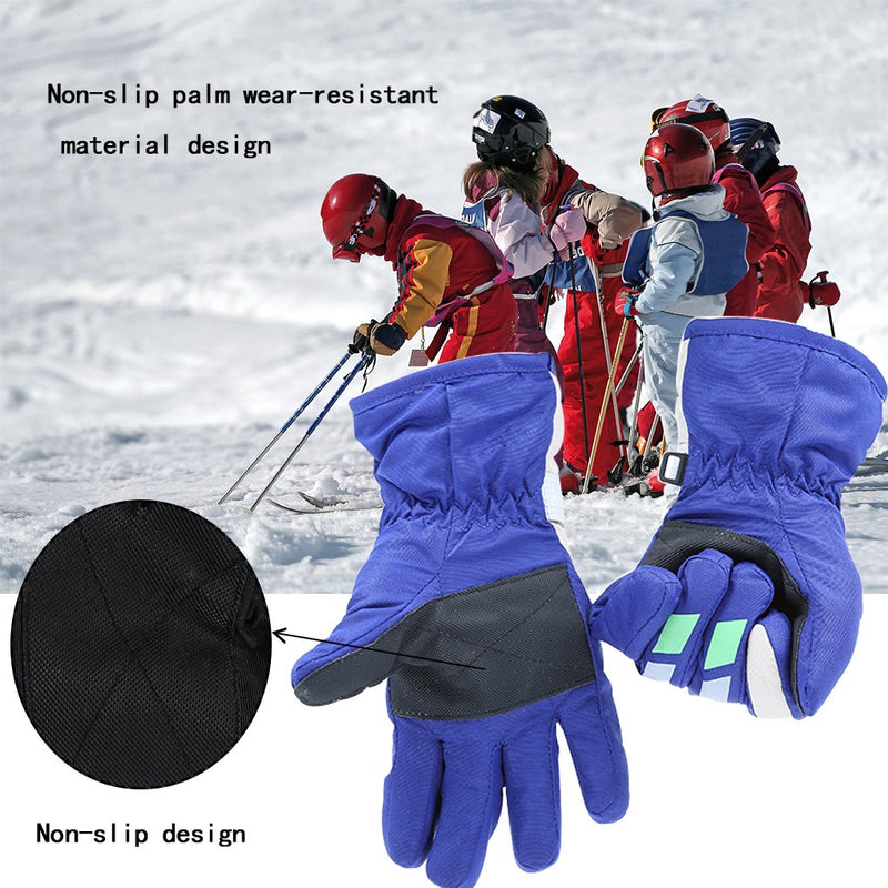 [Australia] - YR.Lover Children Ski Gloves Winter Warm Outdoor Riding Thickening Gloves(2-4Y) 6-8 Years Blue 
