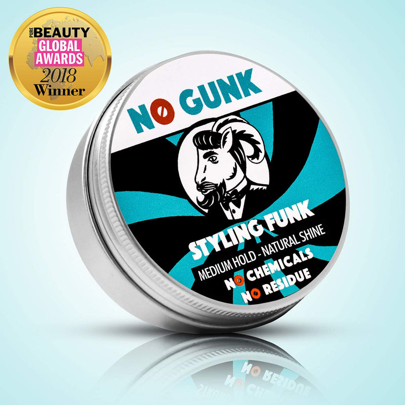 [Australia] - NO GUNK Styling Funk - 100% Natural Styling Wax/Pomade for Hair & Beard - Medium Hold - Natural & Organic Ingredients - Winner, Best Male Hair Product 2018, PURE Beauty Global Awards (Unscented, 50g) Unscented 50 g (Pack of 1) 