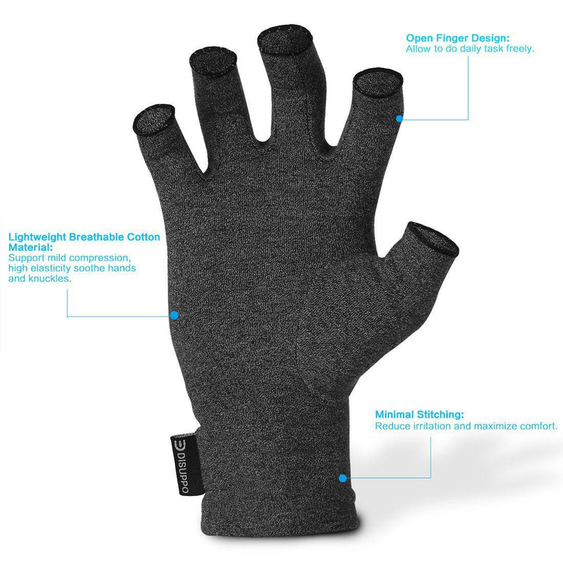 [Australia] - DISUPPO Arthritis Compression Gloves Relieve Pain from Rheumatoid, RSI,Carpal Tunnel, Hand Gloves Fingerless for Computer Typing and Dailywork, Support for Hands and Joints (S, Black) Small (Pack of 1) 