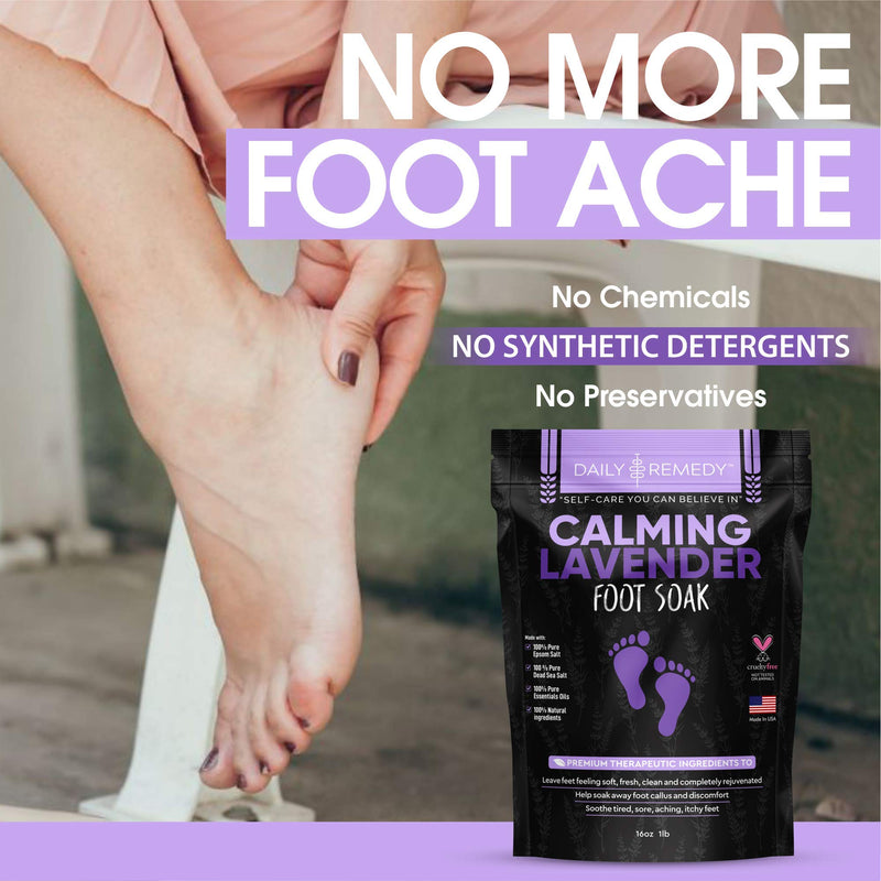 [Australia] - Calming Lavender Foot Soak with Epsom Salt, Made in USA, Antifungal Foot Soak Soothes Sore Tired Feet, Athletes Foot, Stubborn Foot Odor, Softens Calluses & Helps Treat Toenail Fungus, 16 oz 1 lb 