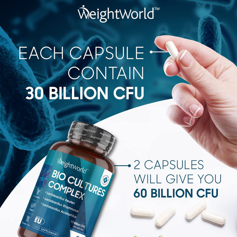[Australia] - Bio Cultures Complex 77 Billion CFU - 20 Live Bacterial Cultures with Prebiotics - 60 Vegan Capsules - Gut Health & Digestive Enzyme Supplement With Lactobacillus Acidophilus, Reuteri, Bifidobacterium 