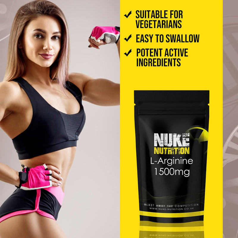 [Australia] - Nuke Nutrition L Arginine Capsules 1500mg - 60 Capsules - Nitric Oxide Supplement for Men & Women to Improve Muscle Strength, Endurance & Mass - Nutritional Pre Workout - Nitric Acid Pills for Energy 60 Count (Pack of 1) 
