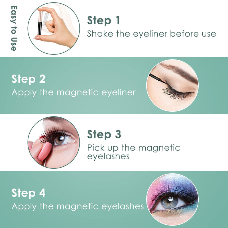[Australia] - Magnetic Eyelashes with Eyeliner Kit 2 Tubes of Magnetic Eyeliner for Use with Magnetic False Lashes 10 Pairs Reusable 3D Invisible Magnetic Lashes Natural Look with Tweezers Easy to Apply 10 Pairs-i 