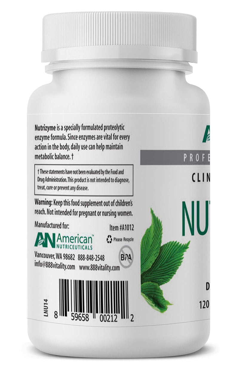 [Australia] - American Nutriceuticals – Nutrizyme – 120 Tablets – Professionally Formulated Proteolytic Enzyme Complex – Supports Immunity, Circulation & Metabolic Balance 120 Count (Pack of 1) 