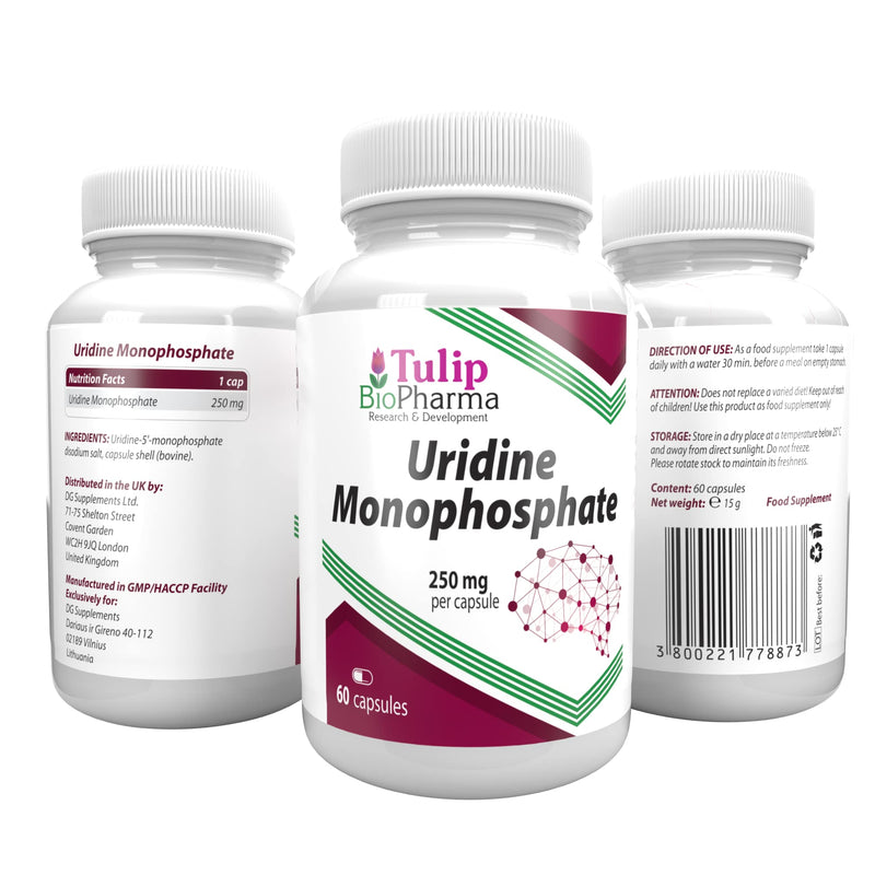 [Australia] - Uridine Monophosphate 250mg 60 Capsules, Certificate of Analysis by AGROLAB Germany, High Strength, Gluten, GMO Free 