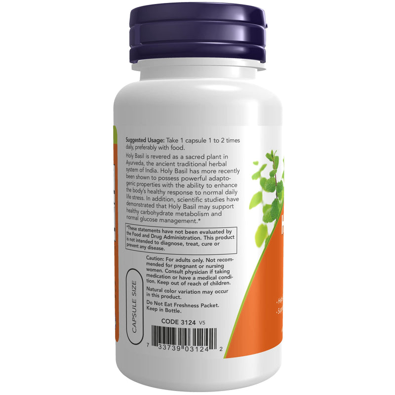 [Australia] - NOW Supplements, Holy Basil Extract 500 mg (Holy Basil is a Sacred Plant in Ayurveda), 90 Veg Capsules 90 Count (Pack of 1) 