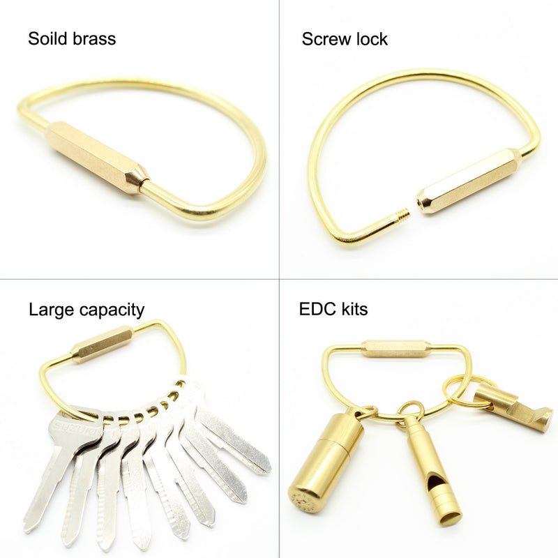 [Australia] - PPFISH Durable Brass Screw Lock Clip Key Chain Ring, Simple Style Car keychain for Men Women (2PCS) 