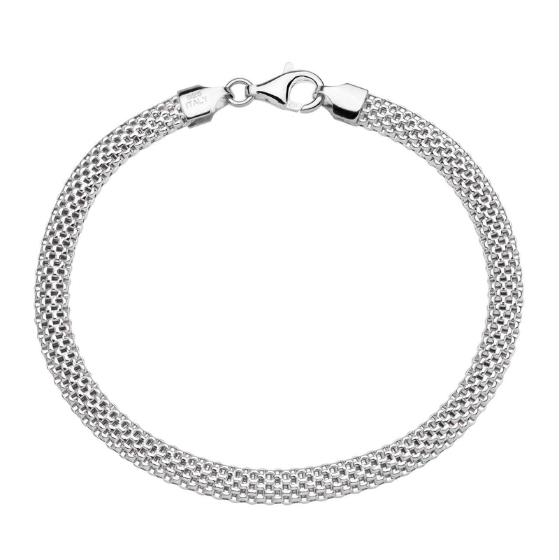 [Australia] - Miabella 925 Sterling Silver Italian 5mm Mesh Link Chain Bracelet for Women, 6.5, 7, 7.5, 8 Inch Made in Italy 6.5 Inches (5.5"-5.75" wrist size) 