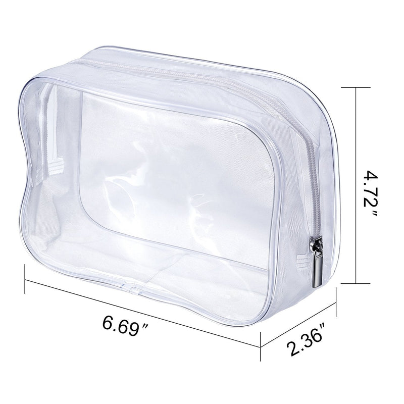[Australia] - 5 Pack Clear PVC Zippered Toiletry Carry Pouch Portable Cosmetic Makeup Bag for Vacation, Bathroom and Organizing (Small, White) Small 