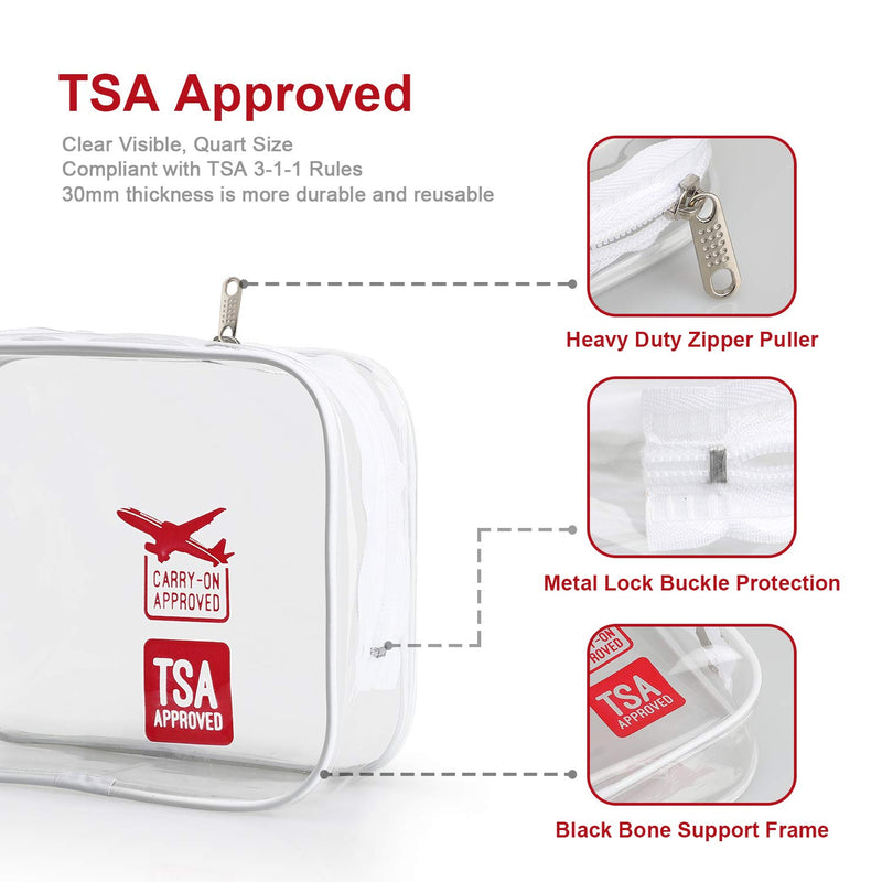 [Australia] - emissary 3 Pack TSA Approved Clear Toiletry Bag - Waterproof Travel Toiletries Bags - Transparent Clear Zippered Pouches - Clear Small Toiletry Bag - Airport Airline Compliant Plastic Travel Bags TSA 