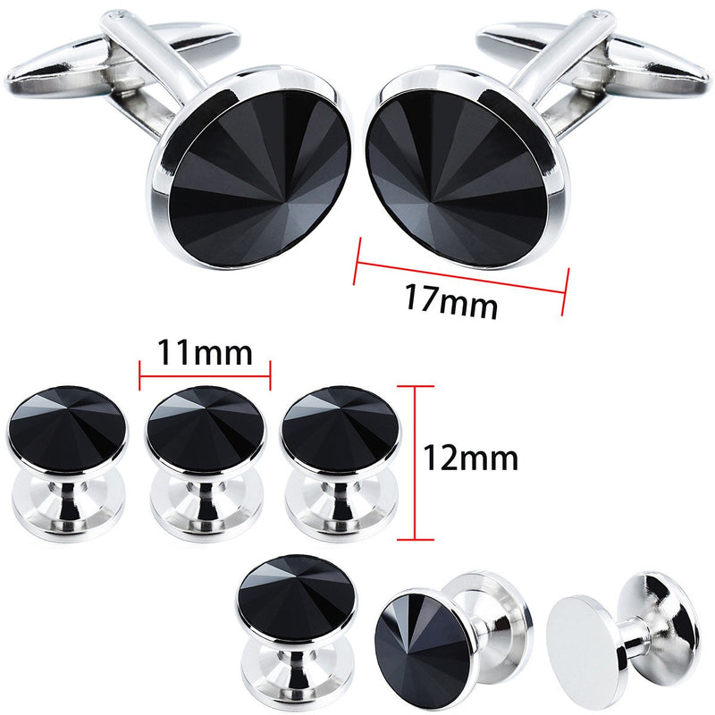 [Australia] - Mens Cuff links and Shirt Stud Set Tuxedo Accessories Wedding Business Small 6-Silver 